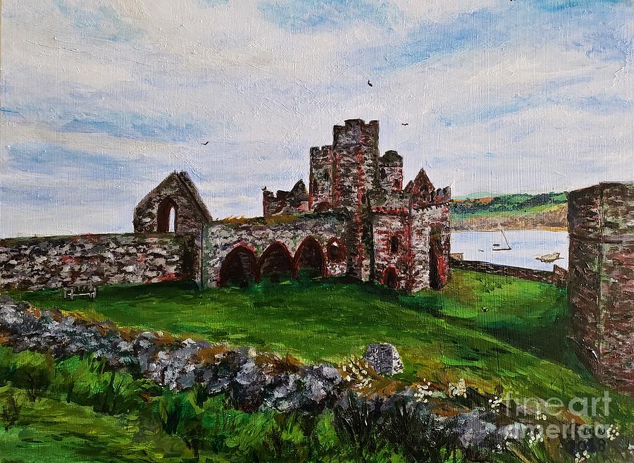 Peel Castle, Isle of Man Painting by C E Dill