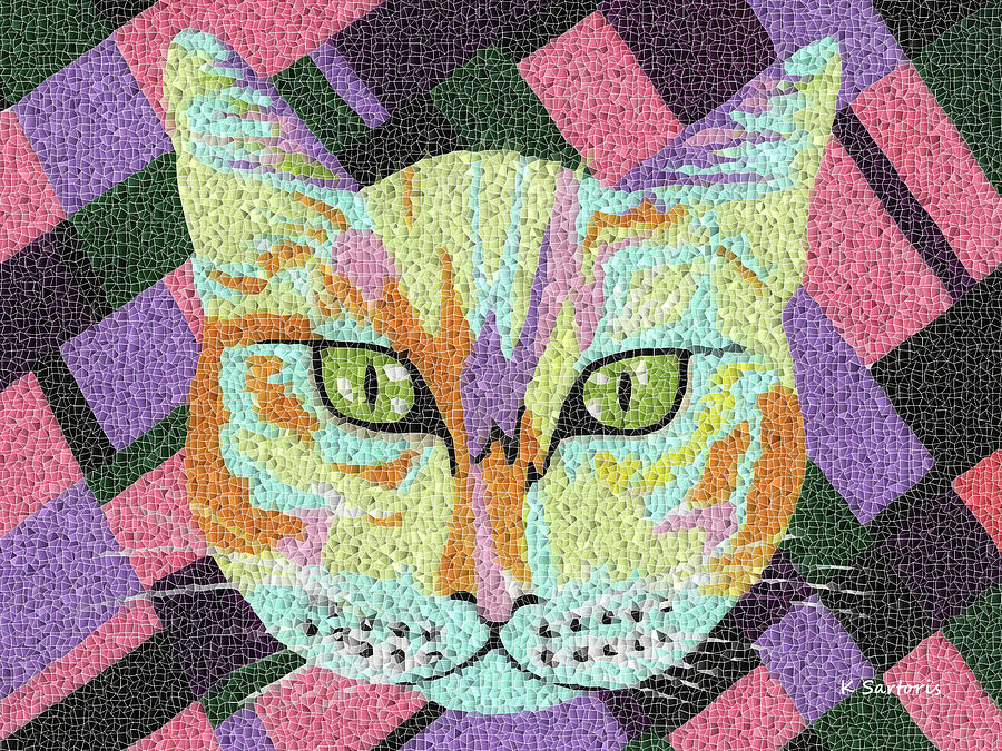 Cat Mixed Media - Peeping Putty Tat by Sartoris Art