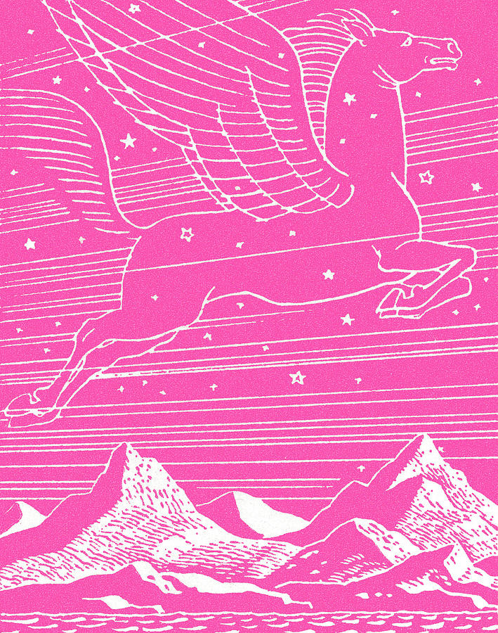 Pegasus Drawing - Pegasus Flying Over the Mountains by CSA Images