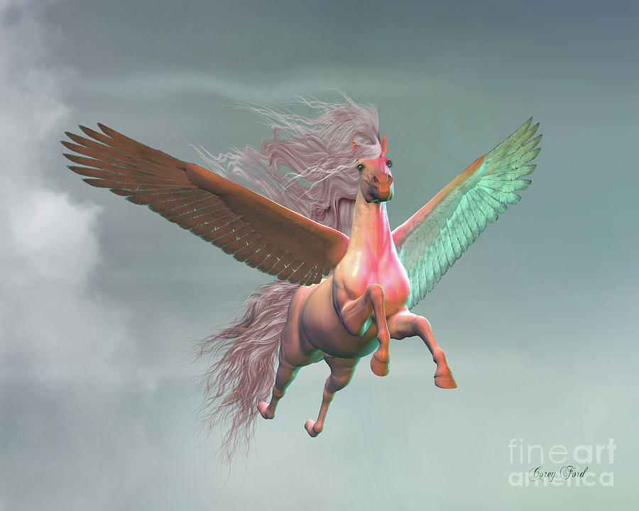 Pegasus in Clouds Digital Art by Corey Ford