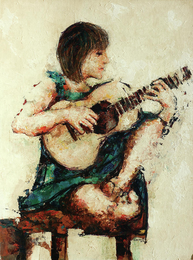 Peggy with Guitar Painting by Robert Cooper
