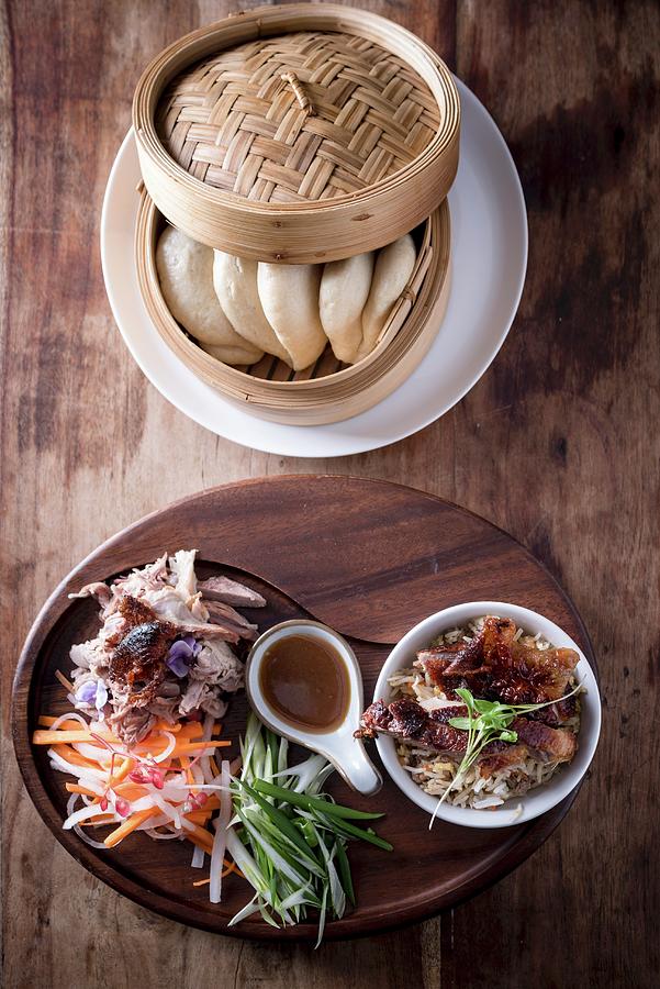 Peking Duck With Bao, Hoisin Sauce And Egg Fried Rice china Photograph by Nitin Kapoor