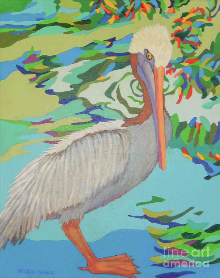 Wildlife Painting - Pelican BILL by Sharon Nelson-Bianco