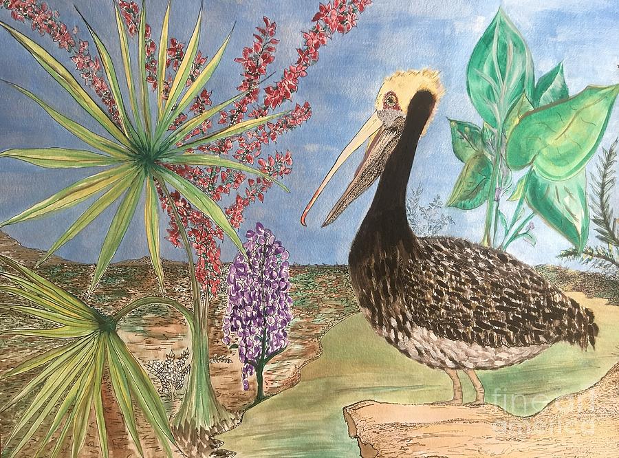 Pelican Paradise Painting by Monica Mitchell