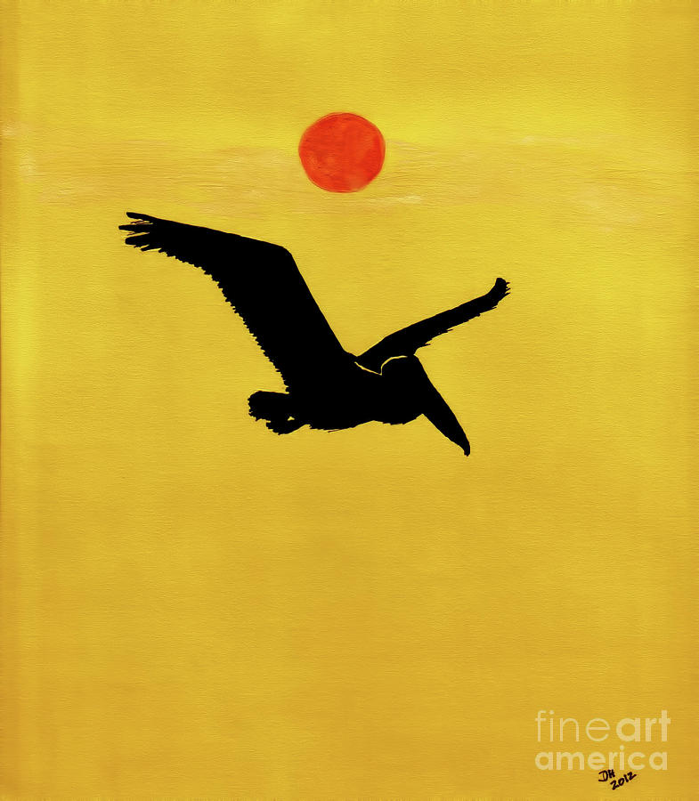 Pelican - Silhouette Drawing by D Hackett