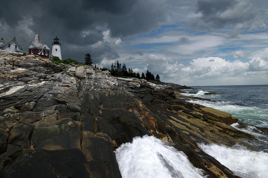 Pemaquid Point Lighthouse Storm Arrives Photograph by Chris Pappathopoulos