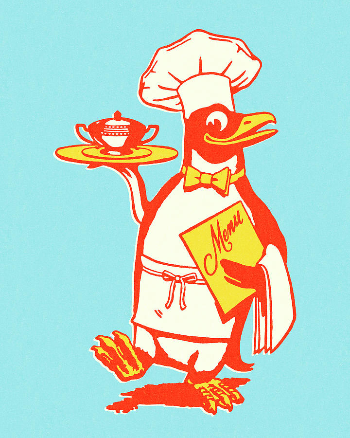 Penguin Drawing - Penguin Chef and Server by CSA Images