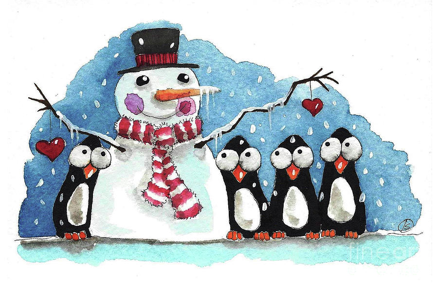 Penguin Love Painting by Lucia Stewart