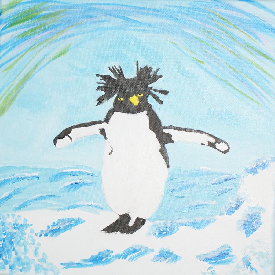 Penguin on Ice  Painting by Yvonne Sewell