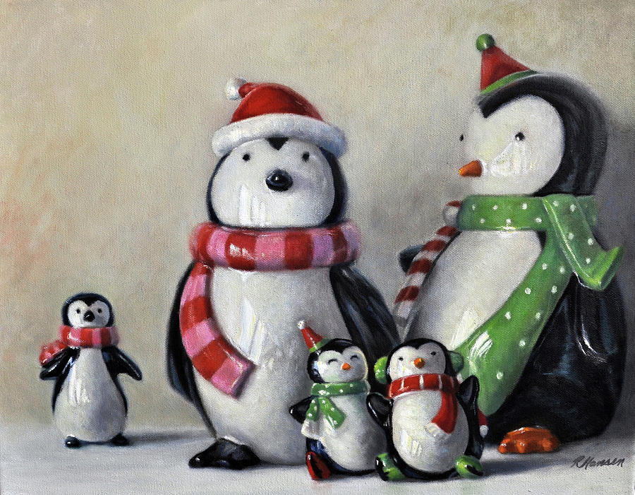 Penguin Pals Forever Painting by Rick Hansen