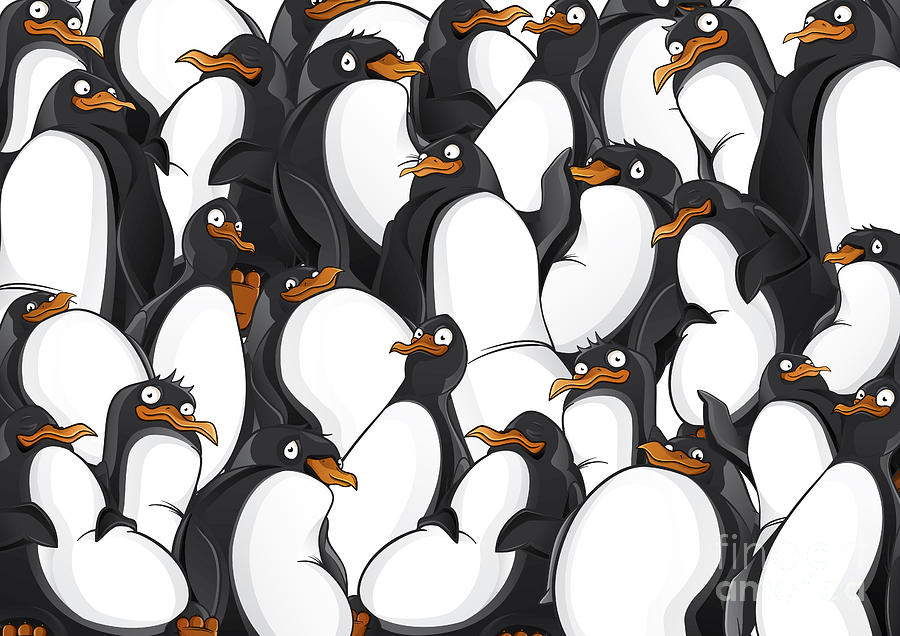 Mountains Digital Art - Penguins Pattern by Yuanden