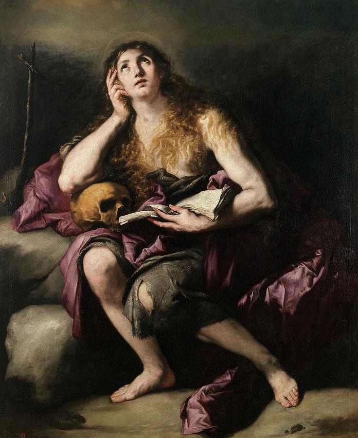 Penitent Magdalene, 1660-1665, Italian School, Oil on canvas, 153 cm x 124 cm, ... Painting by Luca Giordano -1634-1705-