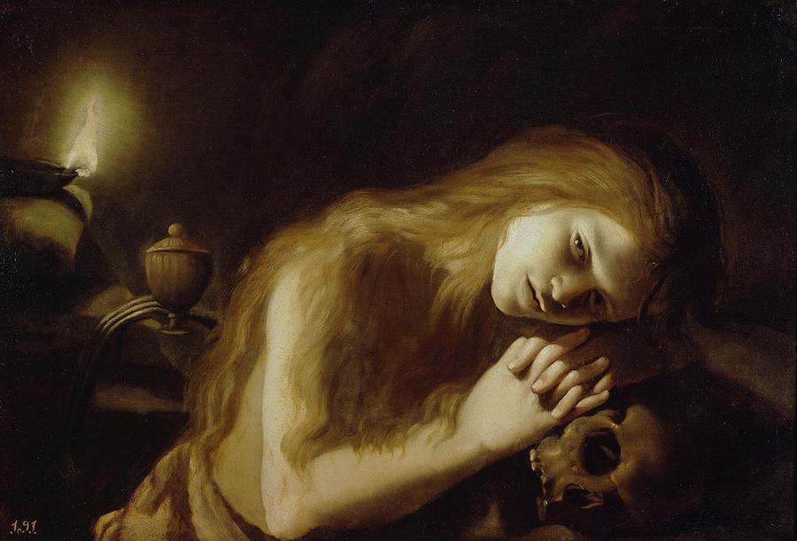 Penitent Magdalene, Late 16th century - Early 17th century, Fren... Painting by Trophime Bigot -1579-1650-