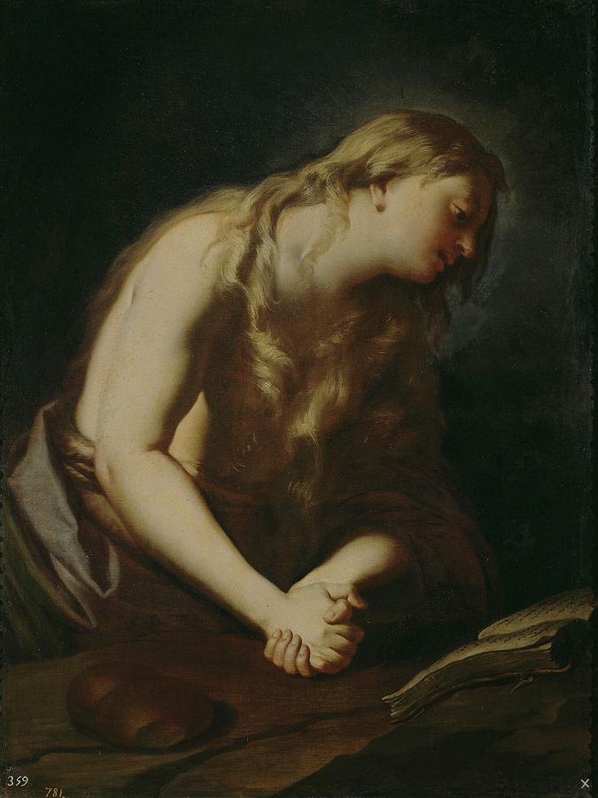 Penitent Magdalene, Second half 17th century - First half 18th century, I... Painting by Francesco Trevisani -1656-1746- Penitent Magdalene, Second half 17th century - First half 18th century, I... Painting by Francesco Trevisani -1656-1746-
