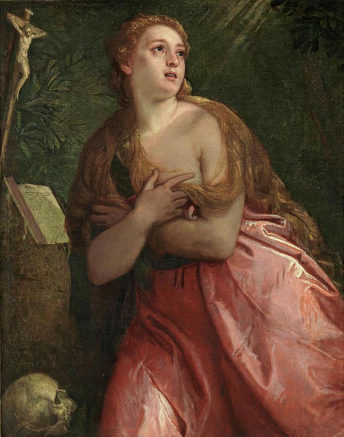 Penitent Mary Magdalene, 1583, Italian School, Oil on canvas, 115,4 cm x 91,5 ... Painting by Paolo Veronese -1528-1588- Penitent Mary Magdalene, 1583, Italian School, Oil on canvas, 115,4 cm x 91,5 ... Painting by Paolo Veronese -1528-1588-