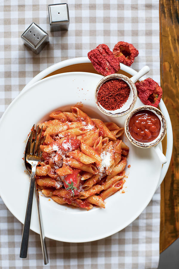 Penne Pasta With A Spicy Tomato Sauce Photograph by Lana Konat