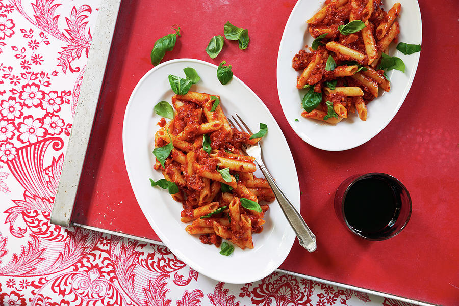 Penne With Tomatoes And Nduja Photograph by Hans Gerlach