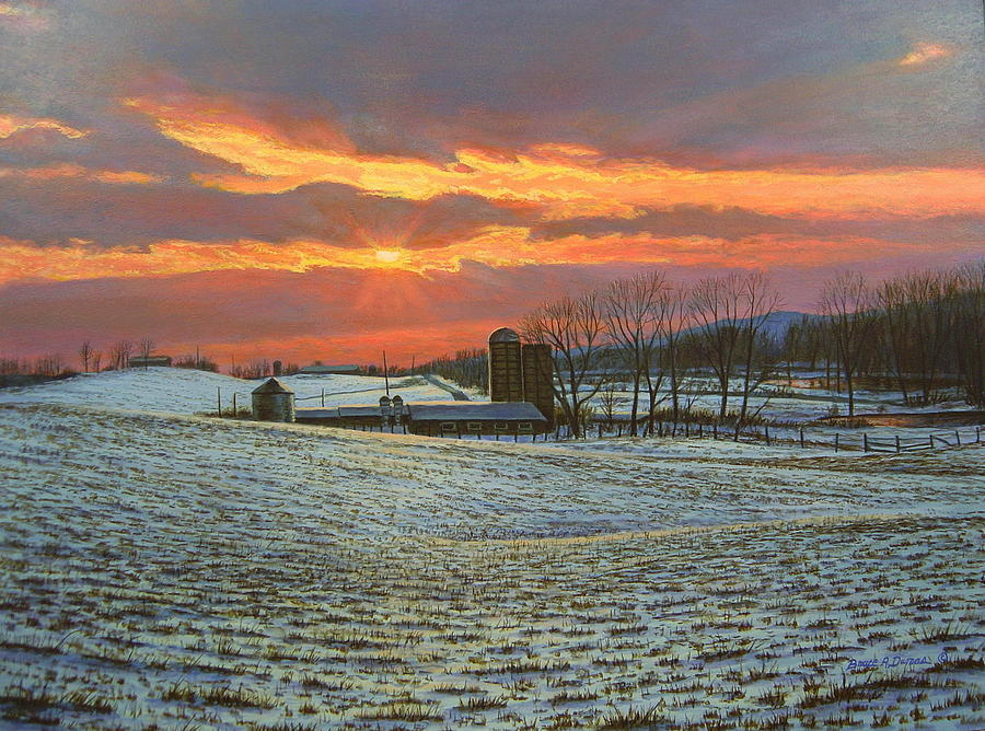 Pennsylvania Farm Sunset Painting by Bruce Dumas