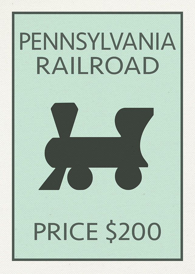 Vintage Mixed Media - Pennsylvania Railroad Vintage Retro Monopoly Board Game Card by Design Turnpike