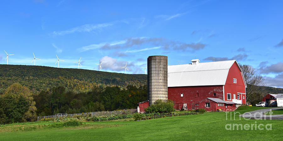 Pennsylvania Red Barn and Wind Turbines Photograph by Catherine Sherman