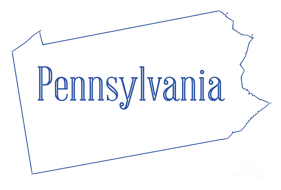 Pennsylvania State Outline Map Digital Art by Bigalbaloo Stock - Fine ...