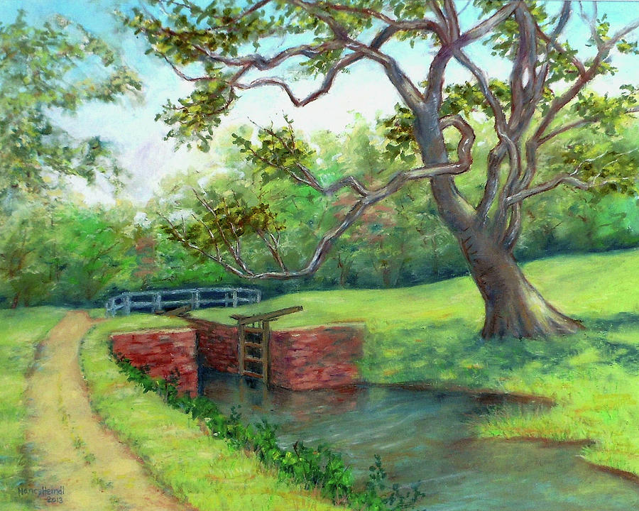 Pennyfield Lock and Towpath C and O Canal MD Painting by Nancy Heindl ...