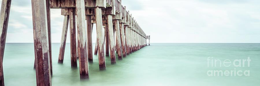 Pensacola Beach Florida Gulf Pier Panorama Photo Photograph by Paul Velgos
