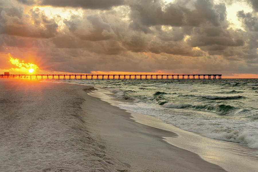 Pensacola Beach Pier Sunrise - Pensacola Florida Photograph by Brian Harig