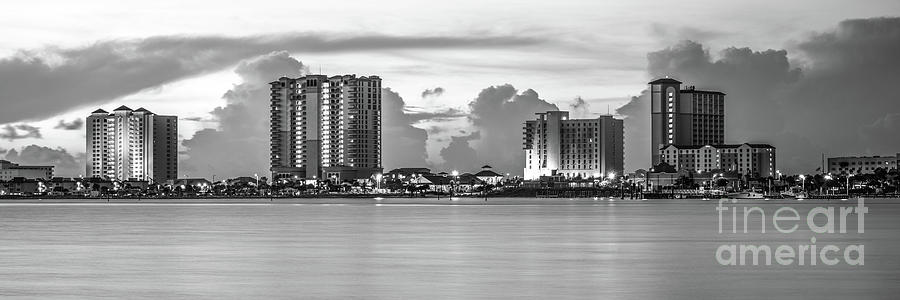 Pensacola Beach Skyline Black and White Panorama Photo Photograph by Paul Velgos