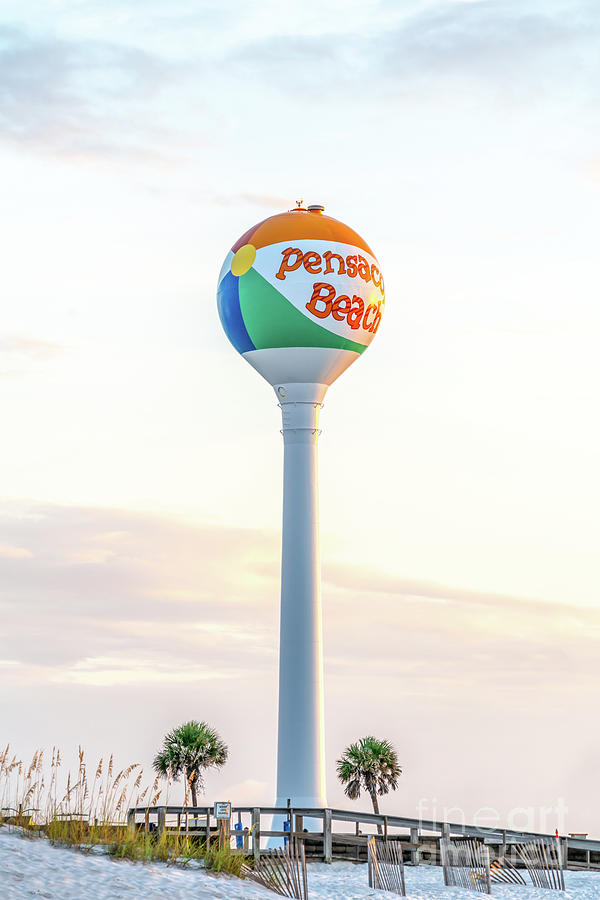 Pensacola Florida Beach Ball Water Tower Photo Photograph by Paul Velgos