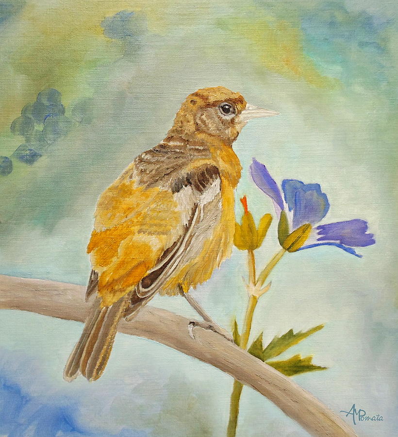 Pensive Baltimore Oriole Painting by Angeles M Pomata