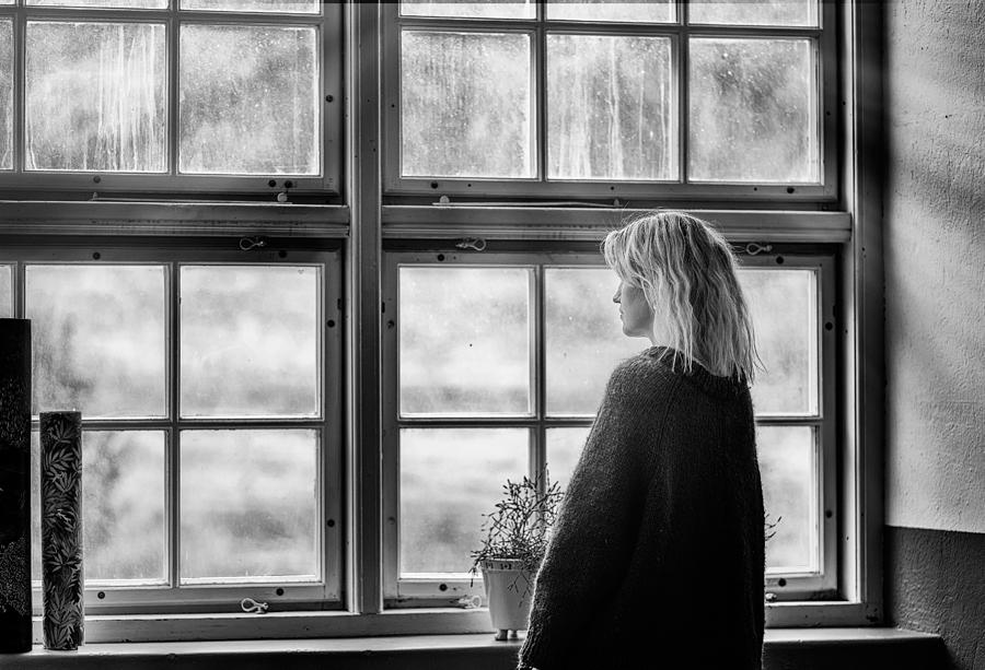 Black And White Photograph - Pensive by Katarina Holmstrm