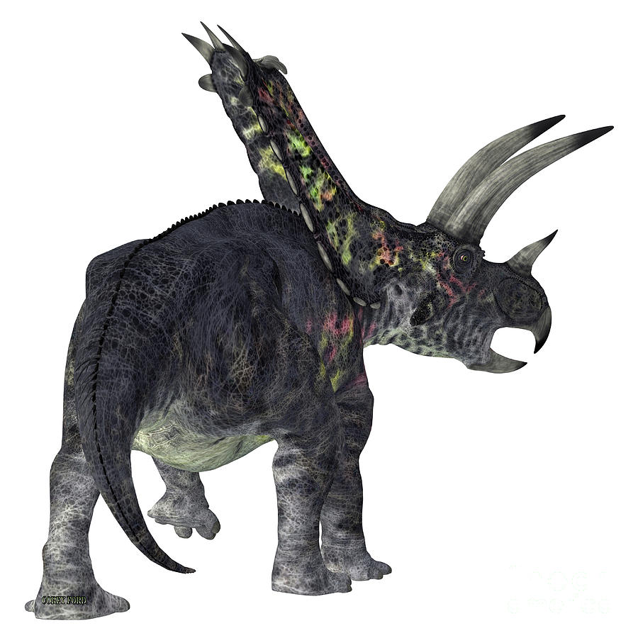 Pentaceratops Dinosaur Tail Digital Art by Corey Ford