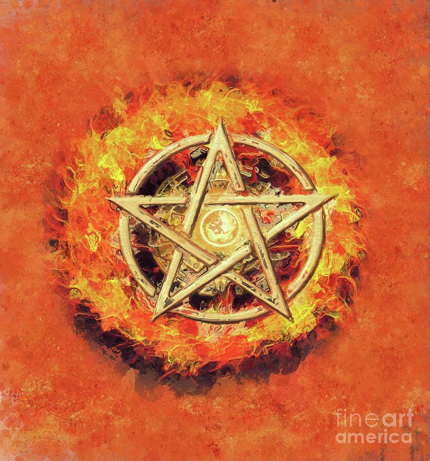 Pentagram Fire Painting by Esoterica Art Agency