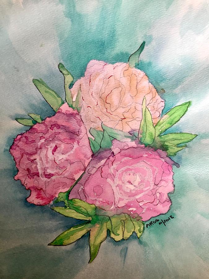 Peonie Roses Painting by AHONU Aingeal Rose