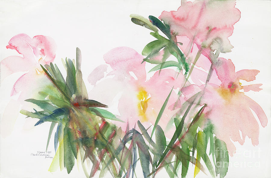 Peonies, 1987 Watercolor Painting by Claudia Hutchins Puechavy