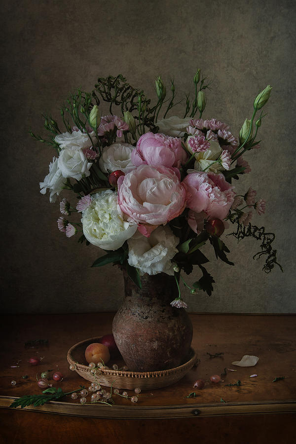 Peonies In An Earthenware Jug Photograph by Anna Petina - Fine Art America