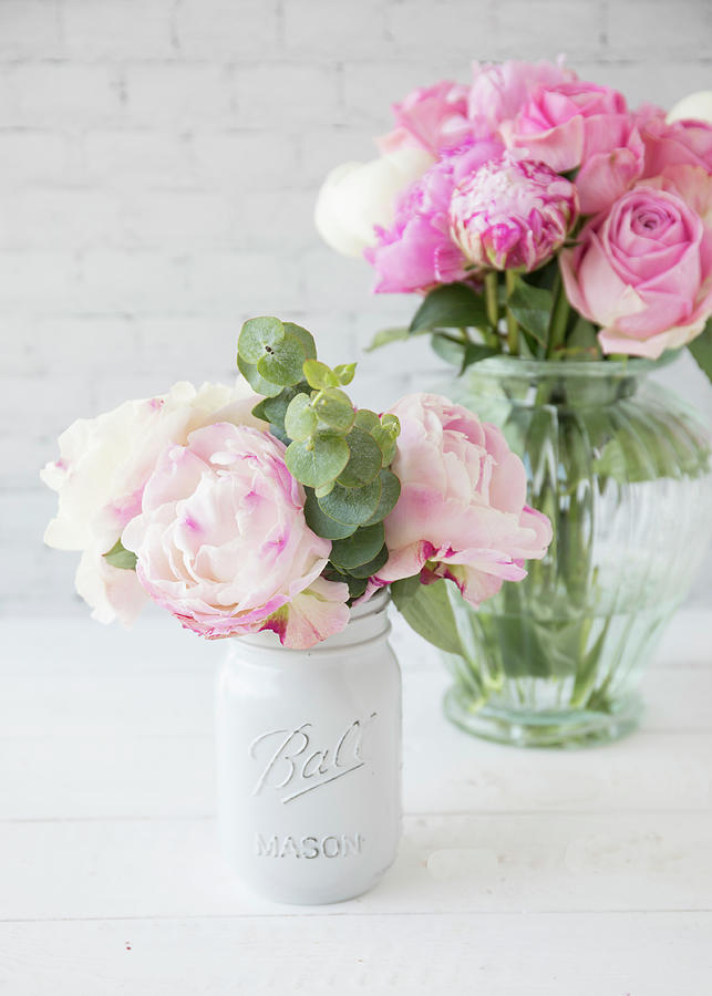 Peonies In Vases Photograph by Emma Friedrichs