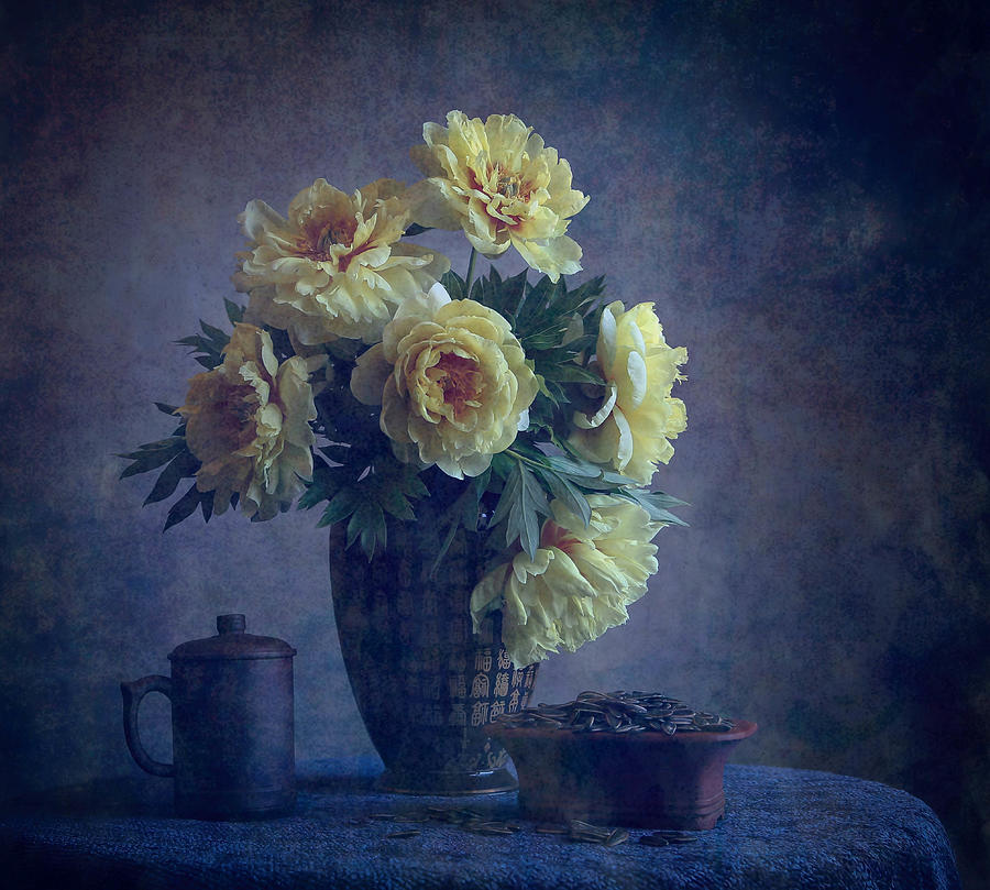 Sunflower Photograph - Peony by Fangping Zhou
