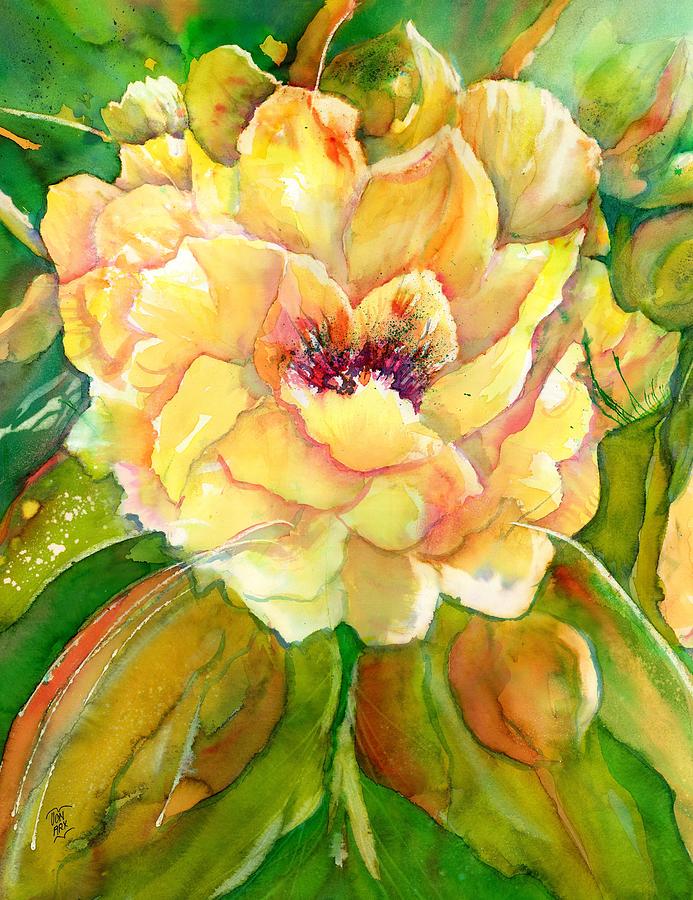 Peony Flower close-up Painting by Sabina Von Arx