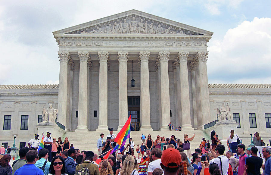 People At The Supreme Court The Day Same Sex Marriage Became Legal In America Photograph