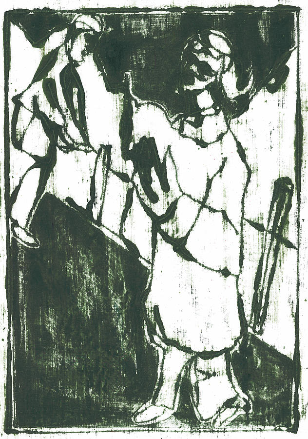People Crossing on a Green Path Drawing by Edgeworth Johnstone