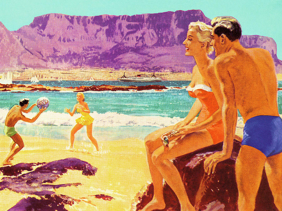 Summer Drawing - People Enjoying a Day at the Beach by CSA Images