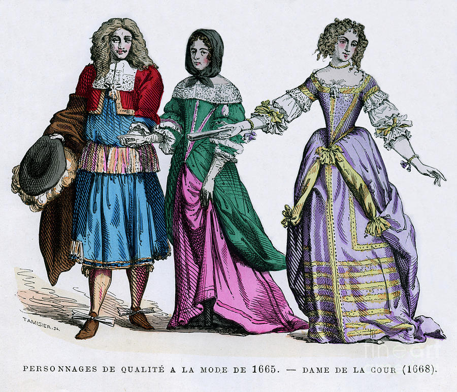 People In The Fashions Of 1665 Drawing by Print Collector