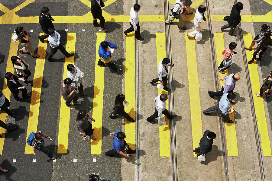 People On Zebra Crossing, Hong Kong Photograph by Mark Horn