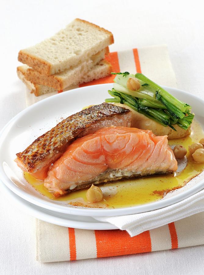 Pepper Salmon With Chickpeas Photograph by Franco Pizzochero
