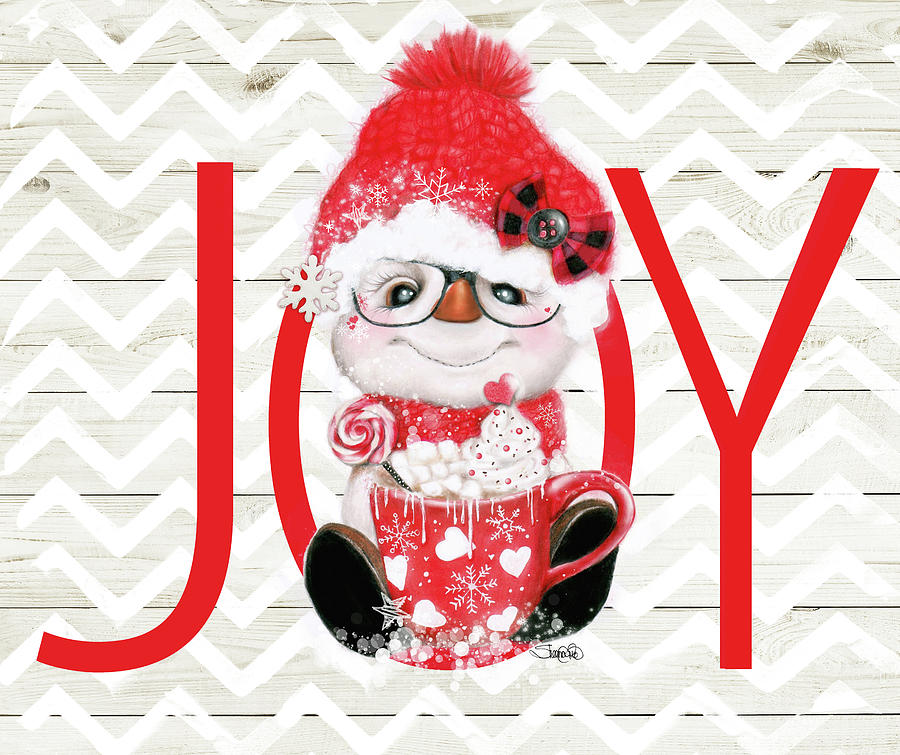 Winter Mixed Media - Peppermint Snowman - Joy by Sheena Pike Art And Illustration