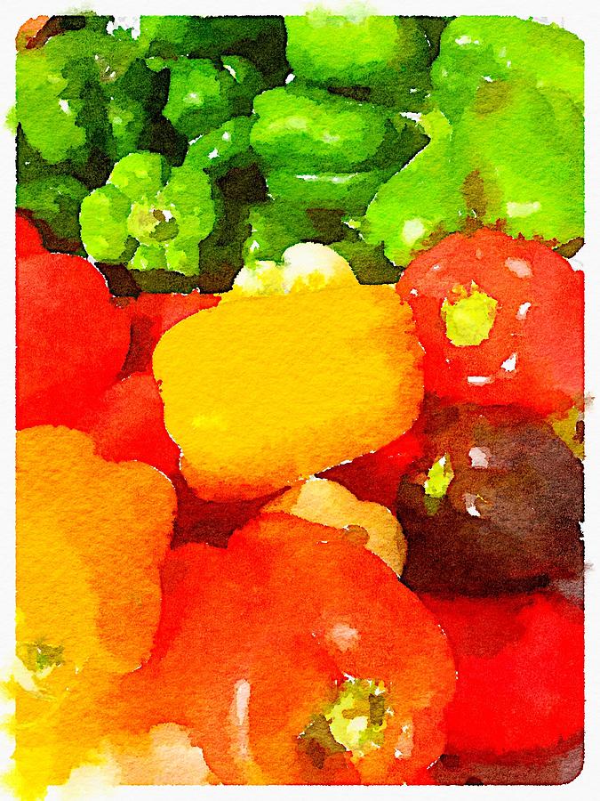 Peppers at the market Digital Art by Steve Glines