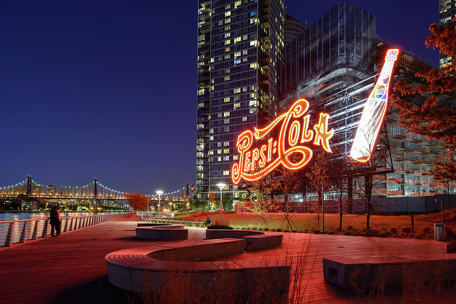 Pepsi Cola Sign, Gantry Plaza, Nyc Digital Art by Colin Dutton