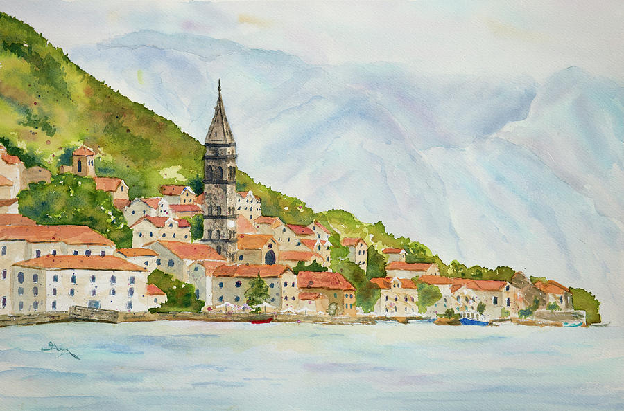 Sunset Painting - Perast - On The Bay Of Kotor by Litchfield Artworks
